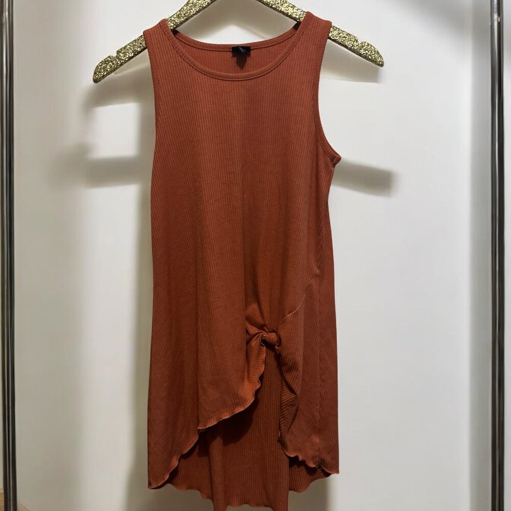 Art Class Sleeveless Orange Fall Long Tank Top‎ with Knot Size Large (10/12)